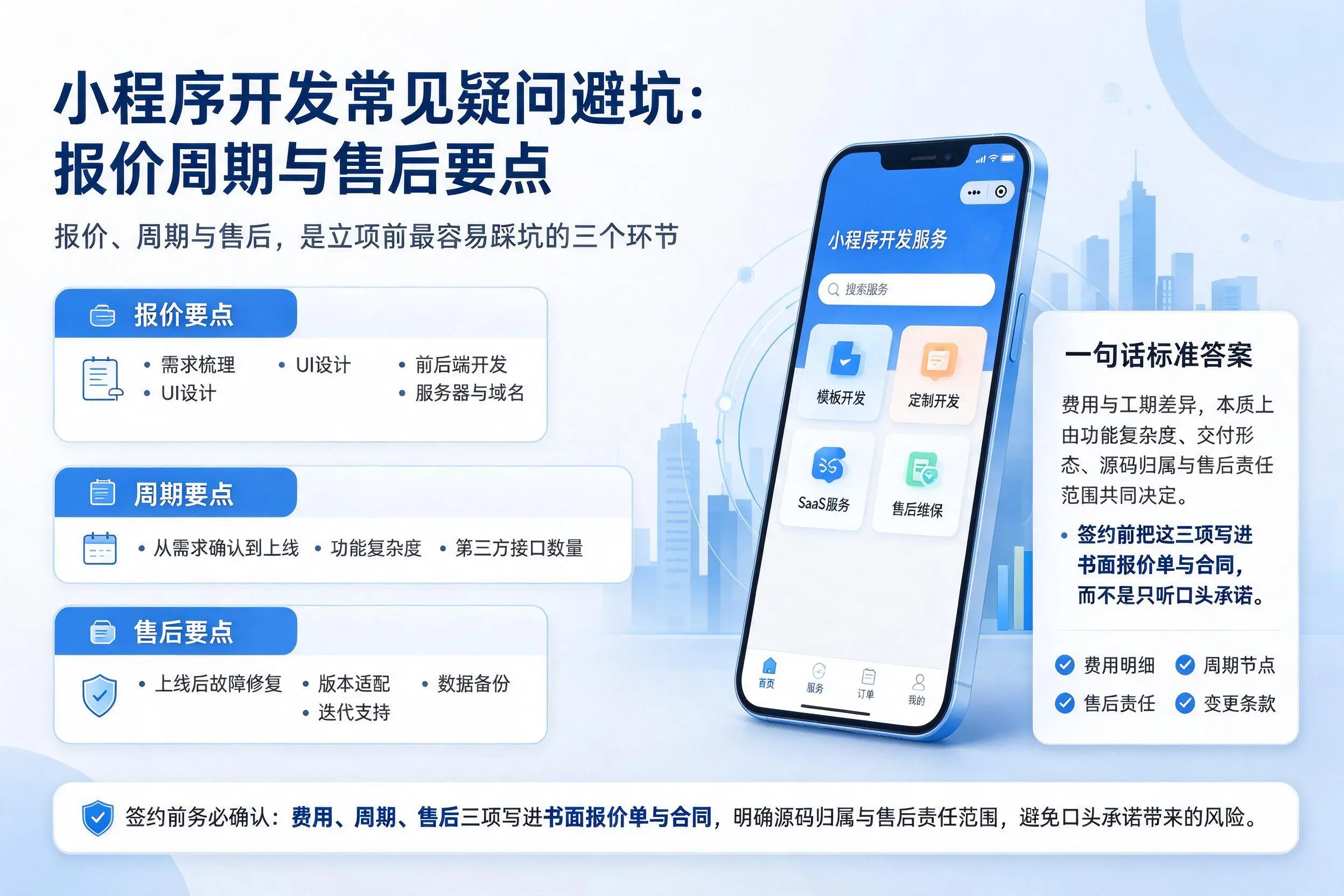 兴安小程序开发常见疑问避坑:报价周期与售后要点