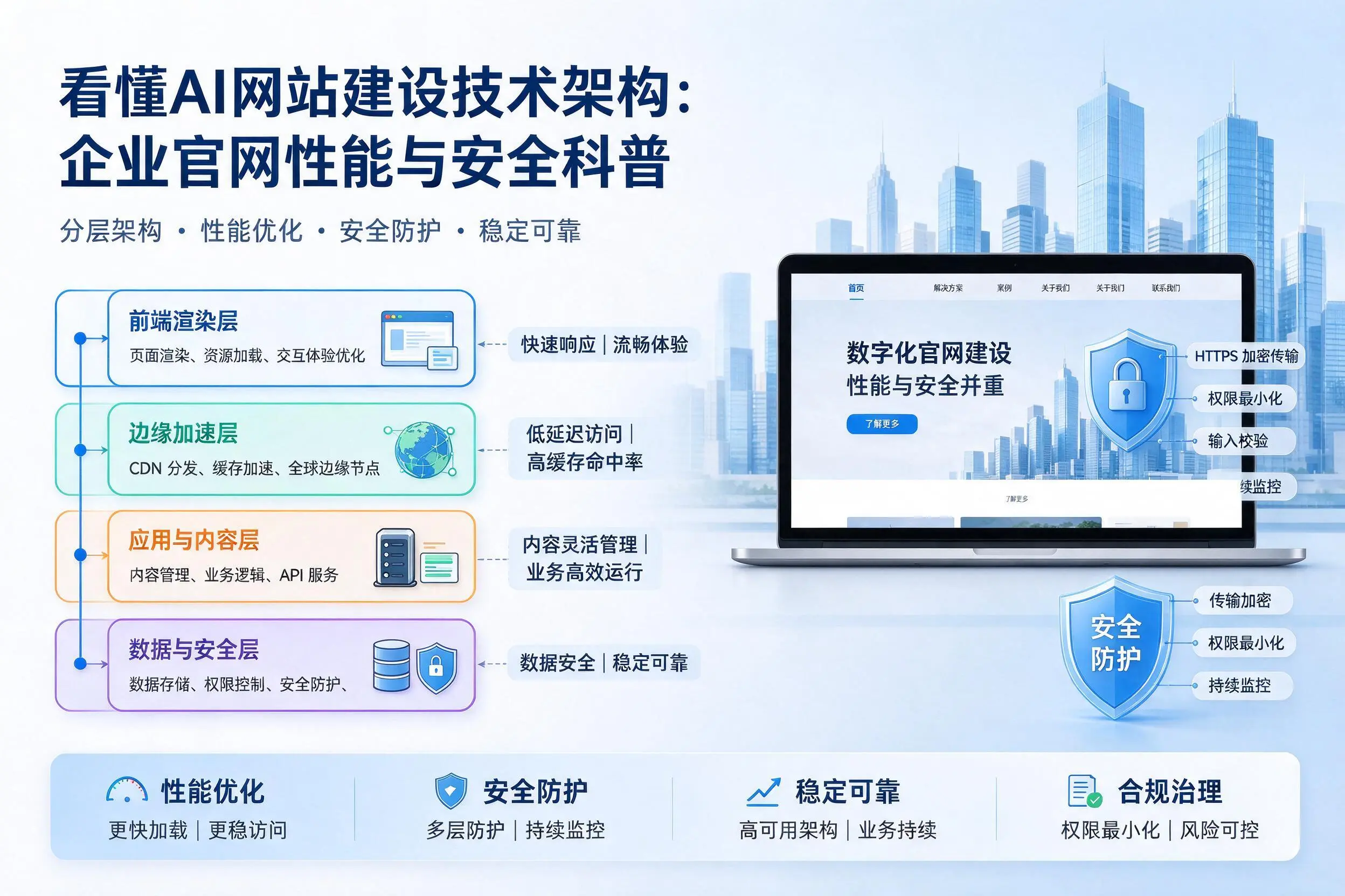 看懂AI网站建设技术架构:兴安企业官网性能与安全科普