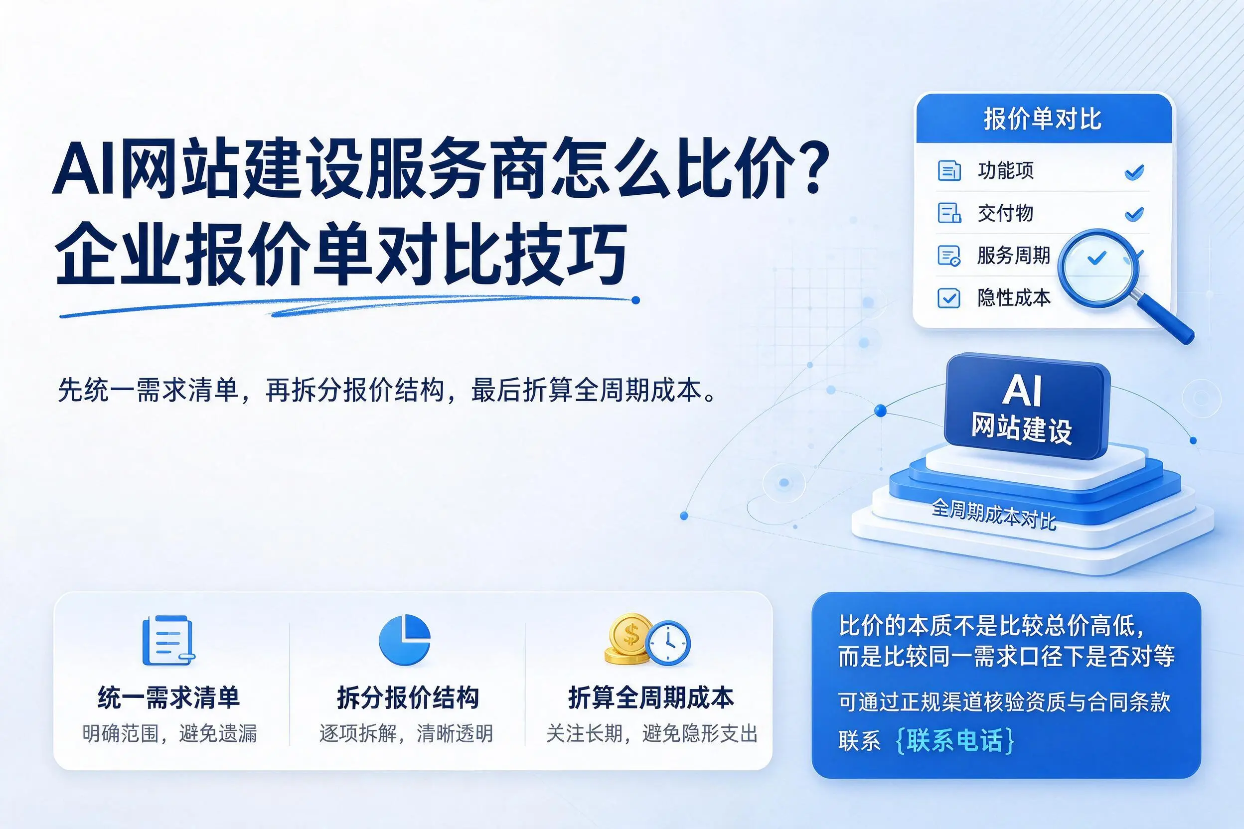AI网站建设服务商怎么比价？兴安企业报价单对比技巧