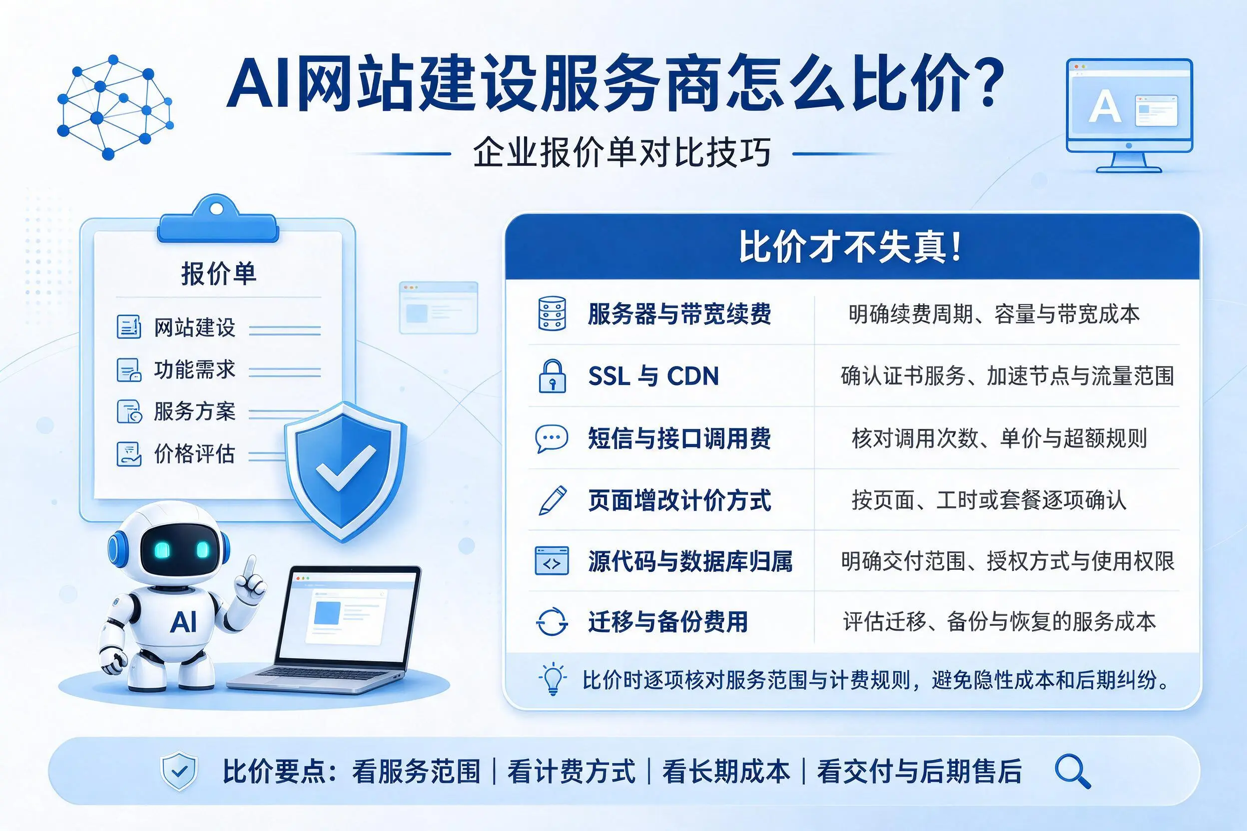 AI网站建设服务商怎么比价？兴安企业报价单对比技巧