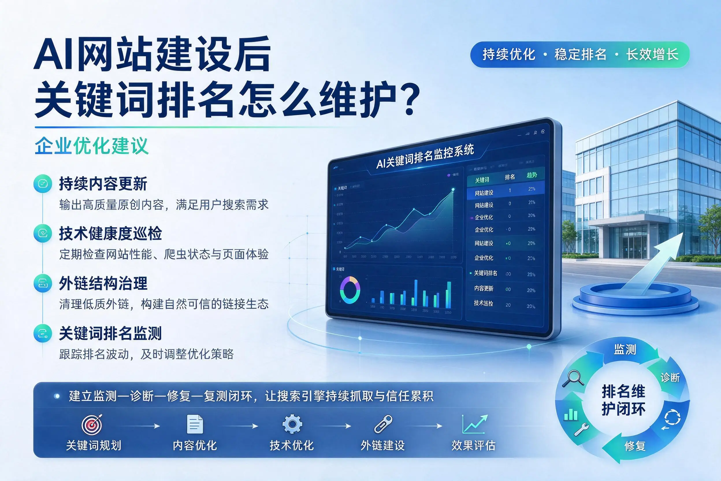 AI网站建设后关键词排名怎么维护?兴安企业优化建议